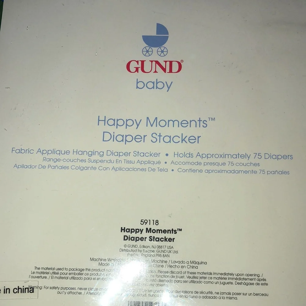Vintage Deadstock Gund Baby Happy Moments Diaper Stacker Storage‎ Car New